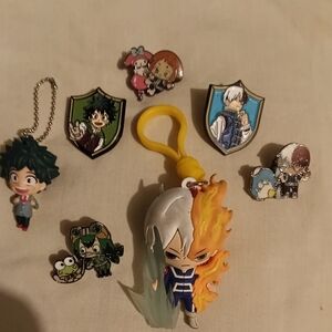 My Hero Academy Anime Character Keychain and Pin Set
